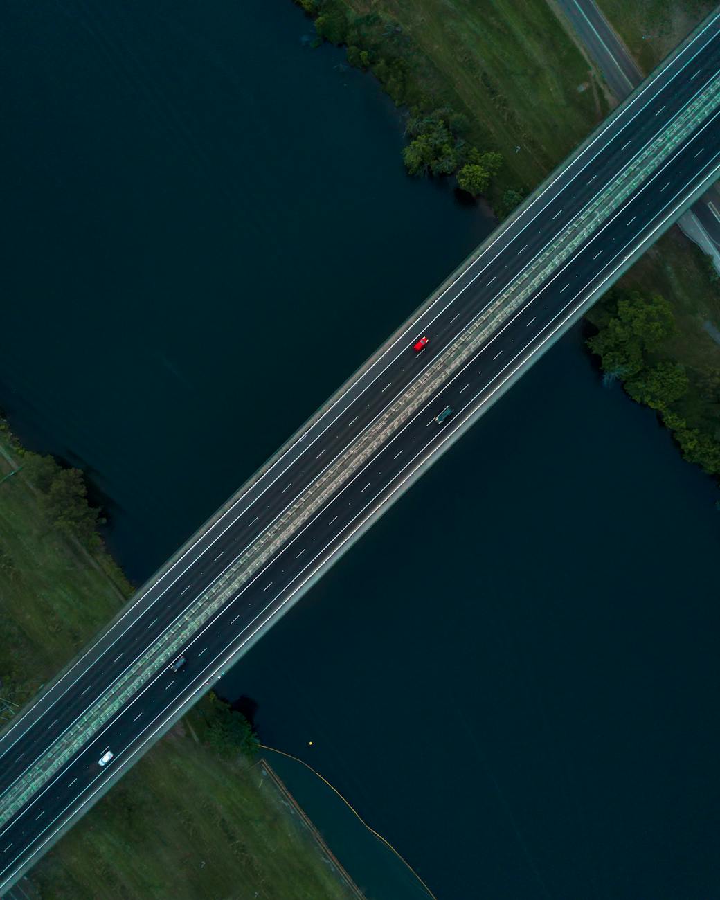 cars passing through bridge